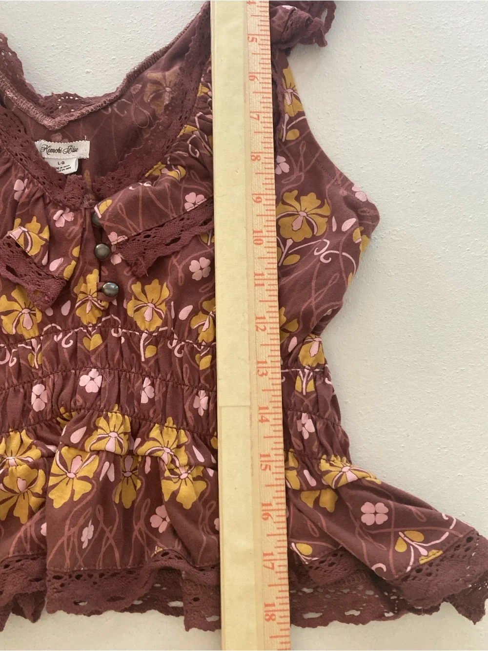 Kimchi Blue Ariel Ruffle Tank Top Brown Floral Boho Blouse Urban Outfitters L - Picture 4 of 16